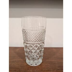 Vintage Anchor Hocking Wexford Glass Tumbler 6.25" | Diamond-Cut Pressed Glass